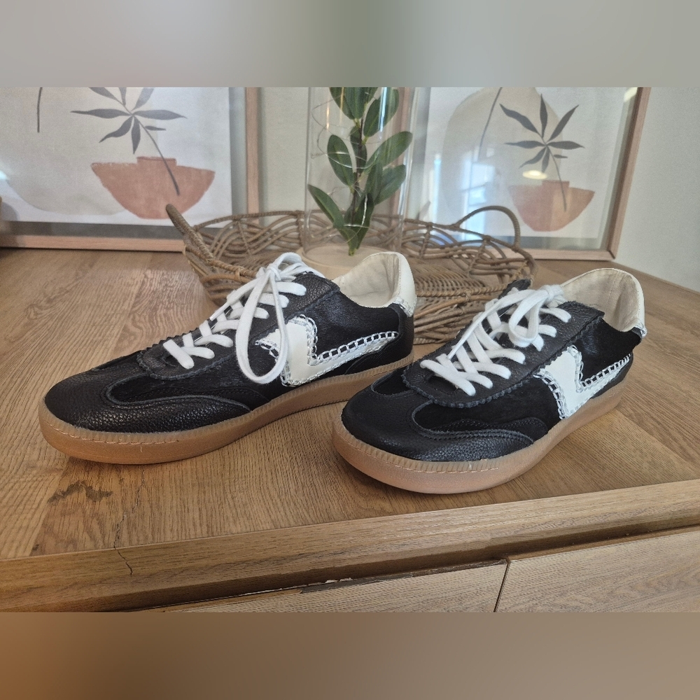 Dolce Vita Black Calf Leather and White Sneakers